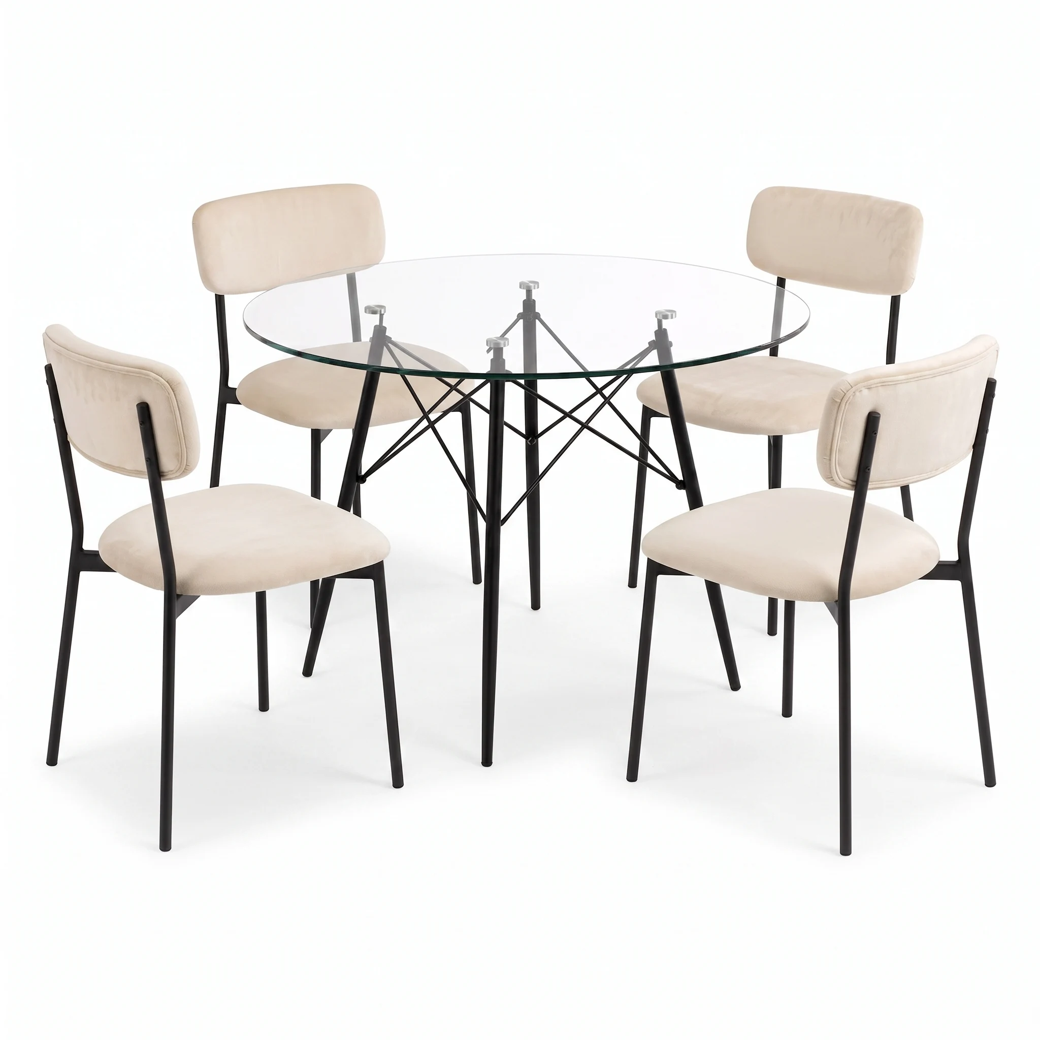 Comedor Ambra con 4 Sillas Paola en Marfil Beige, vista principal