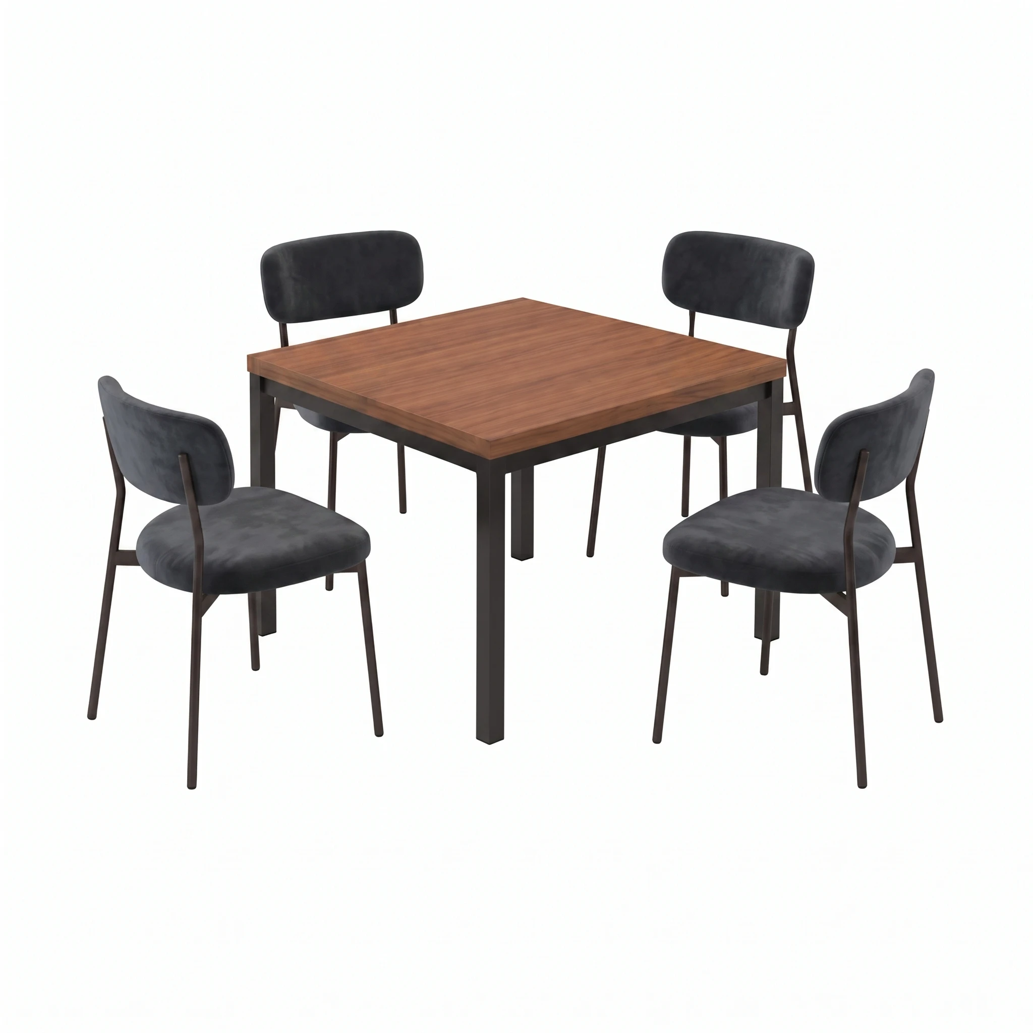 Comedor Renato con 4 Sillas Paola en Gris Oxford, vista principal