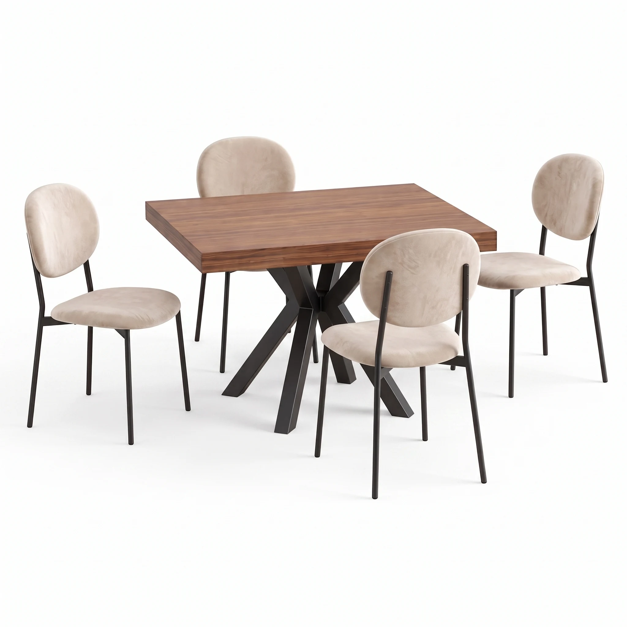 Comedor Toni con 4 Sillas Eva en Marfil Beige, vista principal