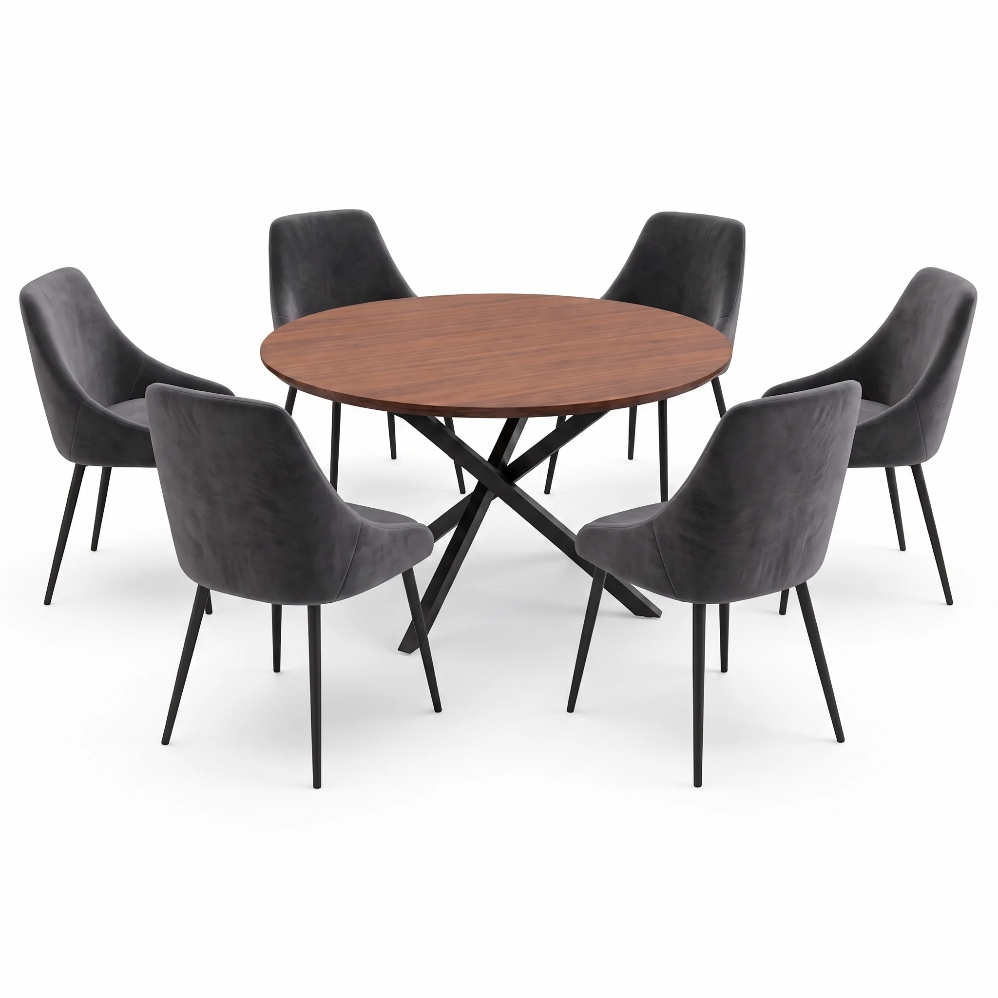 Comedor Valentino con 6 Sillas Madie en Gris Oxford, vista principal